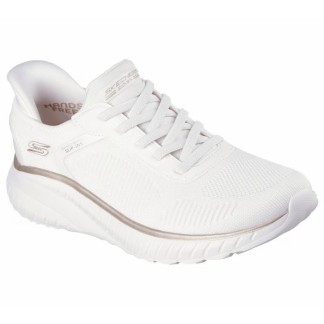 ZAPATILLA MUJER  SKECHERS SLIP-INS BOBS SQUAD BLANCO ROTO 117497 WTGD