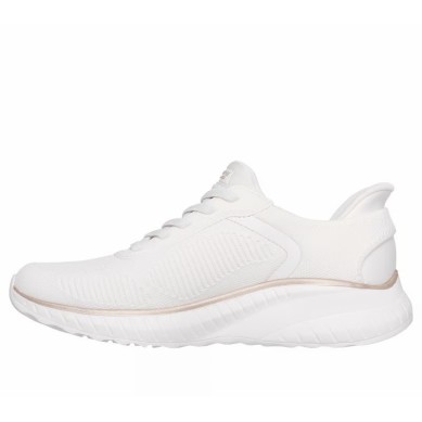 ZAPATILLA MUJER  SKECHERS SLIP-INS BOBS SQUAD BLANCO ROTO 117497 WTGD
