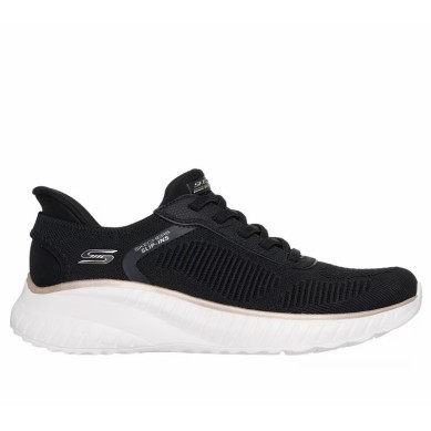 ZAPATILLA MUJER SKECHERS SLIP-INS BOBS SQUAD NEGRA 117497 BKGD