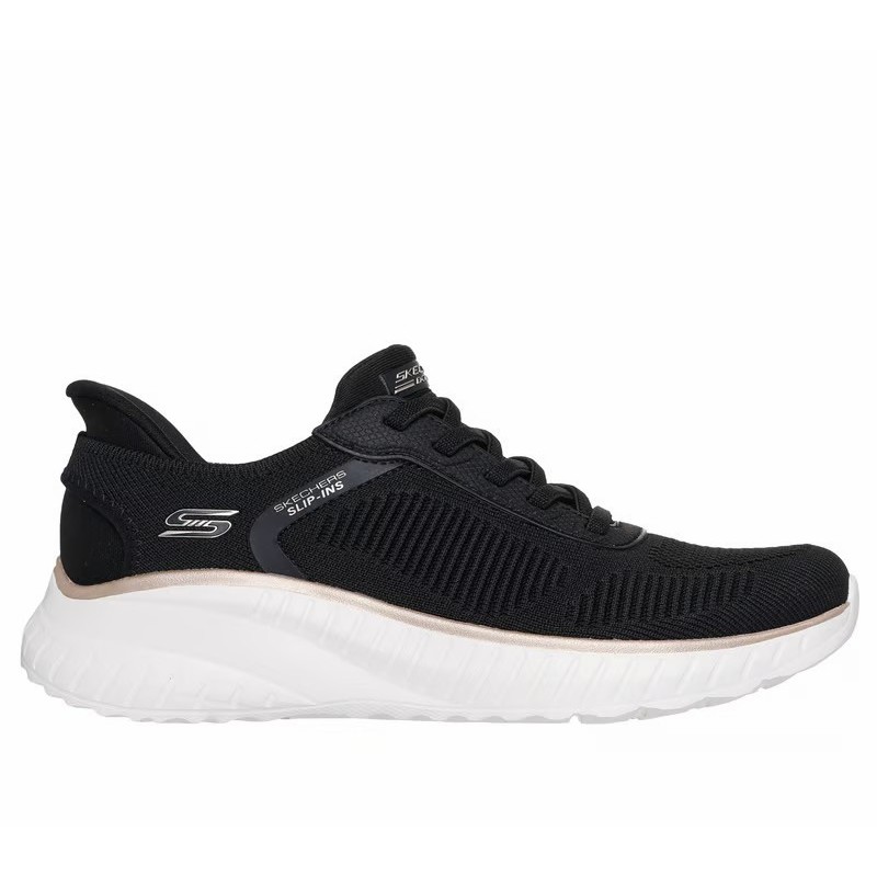 ZAPATILLA MUJER SKECHERS SLIP-INS BOBS SQUAD NEGRA 117497 BKGD