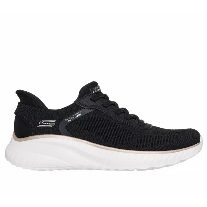 ZAPATILLA MUJER SKECHERS SLIP-INS BOBS SQUAD NEGRA 117497 BKGD