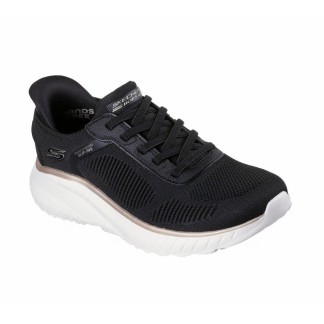 ZAPATILLA MUJER SKECHERS SLIP-INS BOBS SQUAD NEGRA 117497 BKGD
