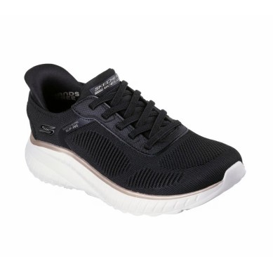 ZAPATILLA MUJER SKECHERS SLIP-INS BOBS SQUAD NEGRA 117497 BKGD