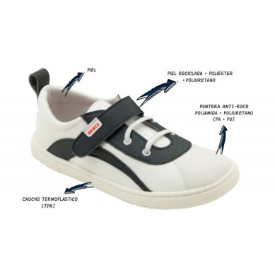 BRINCO BAREFOOT ZAPATILLA BEBE COMODAS BLANCA AZUL 060042