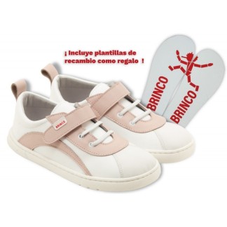 BRINCO BAREFOOT ZAPATILLA BEBE COMODAS BLANCA ROSA 060059
