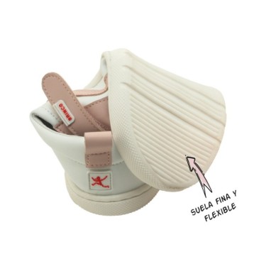 BRINCO BAREFOOT ZAPATILLA NIÑA COMODAS BLANCA 6ROSA 060059