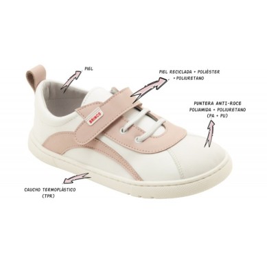 BRINCO BAREFOOT ZAPATILLA NIÑA COMODAS BLANCA 6ROSA 060059