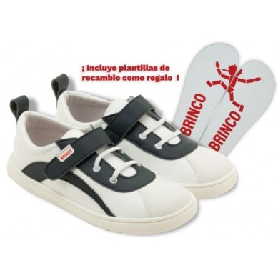 BRINCO BAREFOOT ZAPATILLAS NIÑO COMODAS BLANCA AZUL 060042
