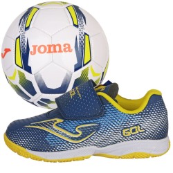 JOMA GOL FUTBOL SALA NIÑO JR 2603 AZUL Y AMARILLA ( BALÓN DE REGALO)