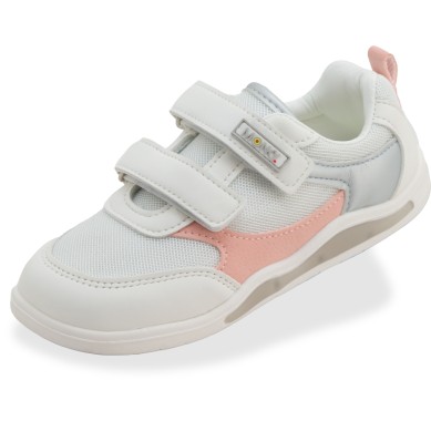 BRINCO BAREFOOT ZAPATILLAS NIÑA LUCES  BLANCO Y ROSA 030069