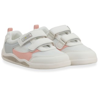 BRINCO BAREFOOT ZAPATILLAS NIÑA LUCES  BLANCO Y ROSA 030069
