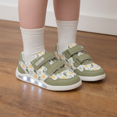 BRINCO BAREFOOT ZAPATILLAS NIÑO LUCES VERDE 030014