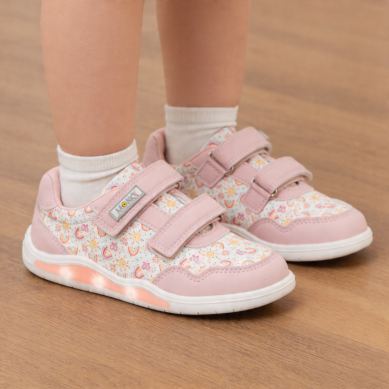 BRINCO BAREFOOT ZAPATILLAS NIÑO LUCES ROSA '030007