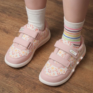 BRINCO BAREFOOT ZAPATILLAS NIÑO LUCES ROSA '030007