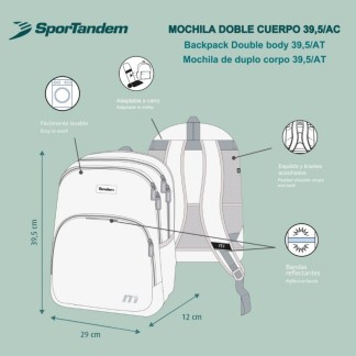 Mochila Escolar Doble Cuerpo 39,5 cm Adaptable a Carro - Tandem 379090