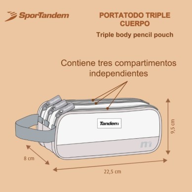 Portatodo Estuche  Triple 3 Bolsillos Plus Tandem Trazos 373074