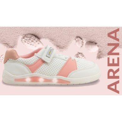 Comprar Monky Barefoot Niña Luces Blanca Rosa (30069) | Oferta Velcro Luces iZapatillas.com