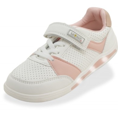 Comprar Monky Barefoot Niña Luces Blanca Rosa (30069) | Oferta Velcro Luces iZapatillas.com