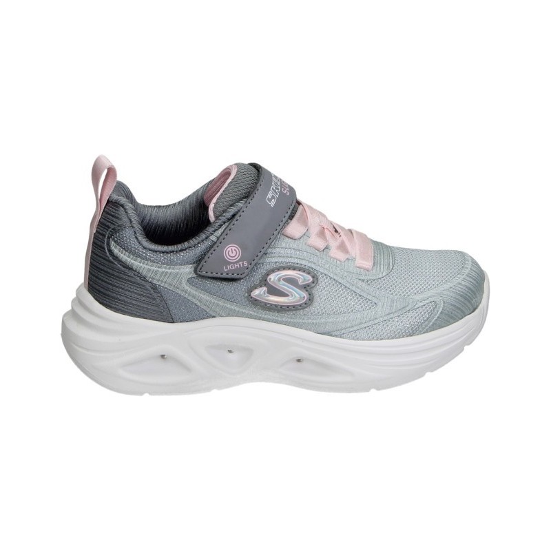 Zapatillas Skechers  Luces Niña con Velcro Gris - Skechers Baratas Niña