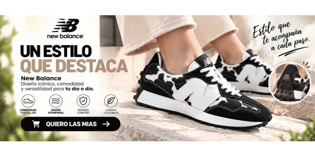  New Balance 327 estampado vaca: negra...